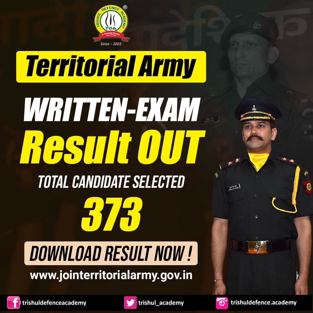 Territorial Army Written Exam Result Declared