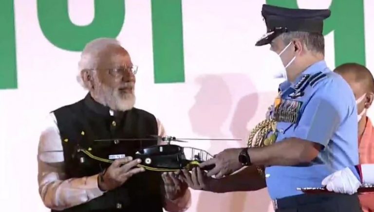 PM Narendra Modi hands over HAL’s Light Combat Helicopter to IAF