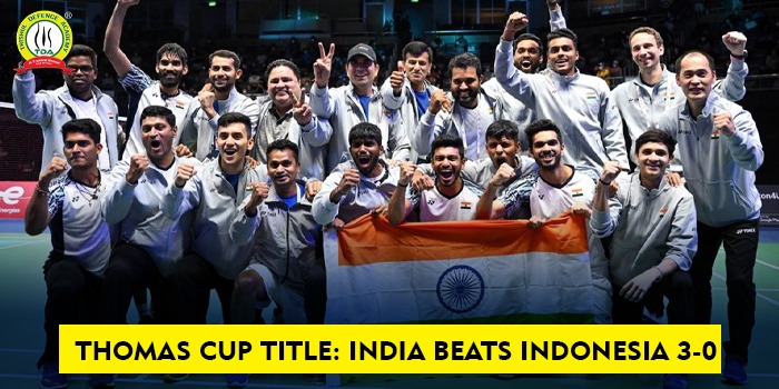 India wins first Thomas Cup title, beats Indonesia 3-0