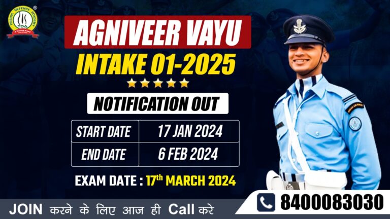 Indian Airforce Agniveer Vayu Intake 01/2025 Online Form Notification