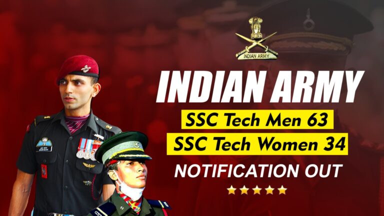 Indian Army SSC Tech 63 Men & 34 Women Online Form Notification Out